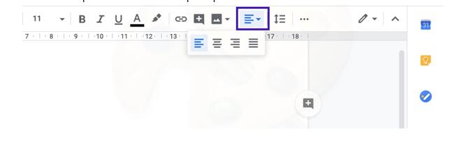 Выравнивание текста в документ гугл докс