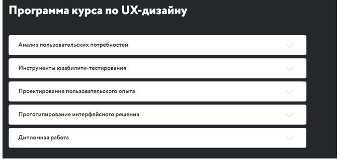 Содержание программы курса - Профессия UX-дизайнер от Нетологии
