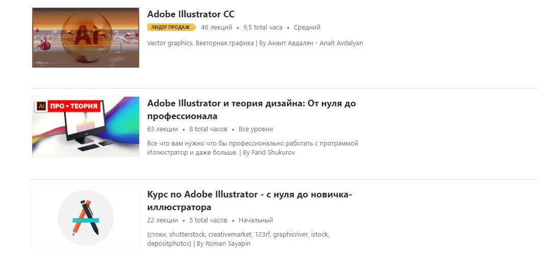 Курсы по теме «Adobe Illustrator» от Udemy