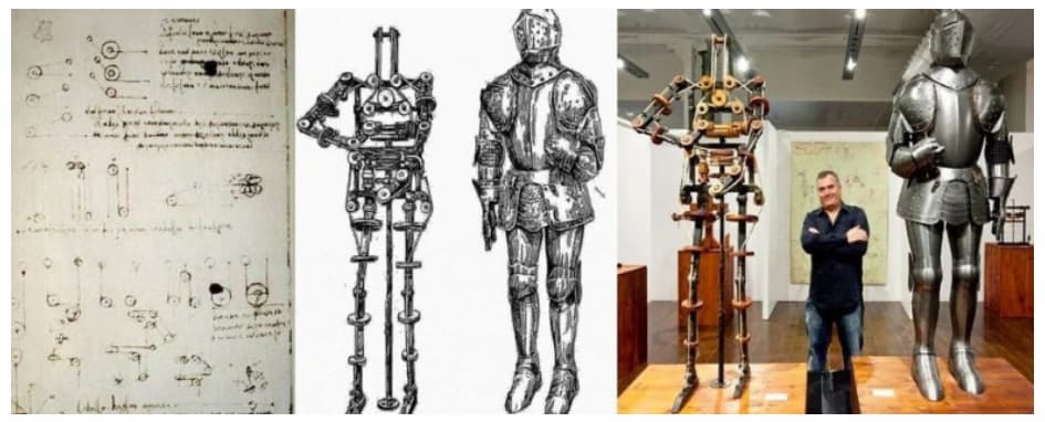 Чертежи человекоподобного робота Леонардо да Винчи
