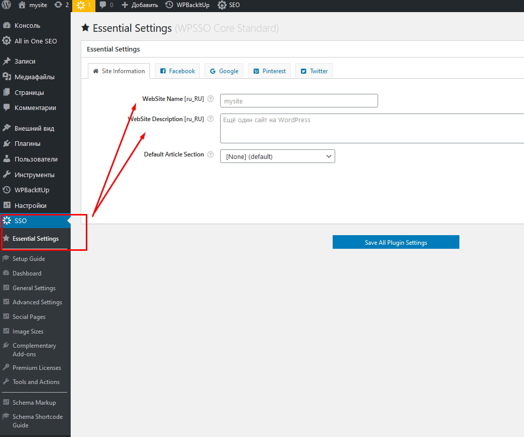 Находим в меню пункт SEO и жмем Essential Settings