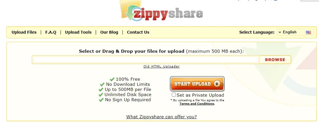 открыть сервис Zippyshare