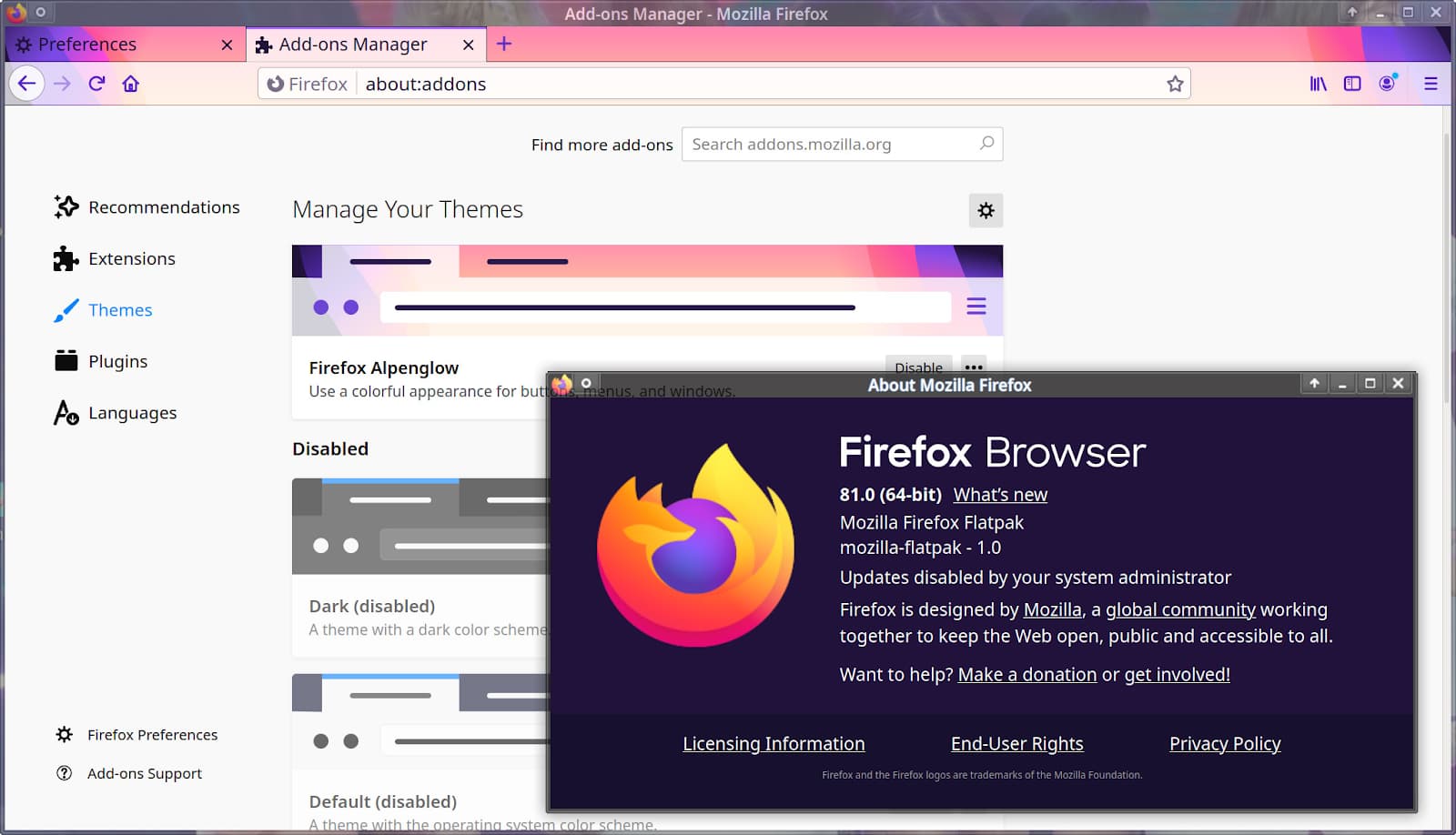 JavaScript используется в браузере Mozilla Firefox
