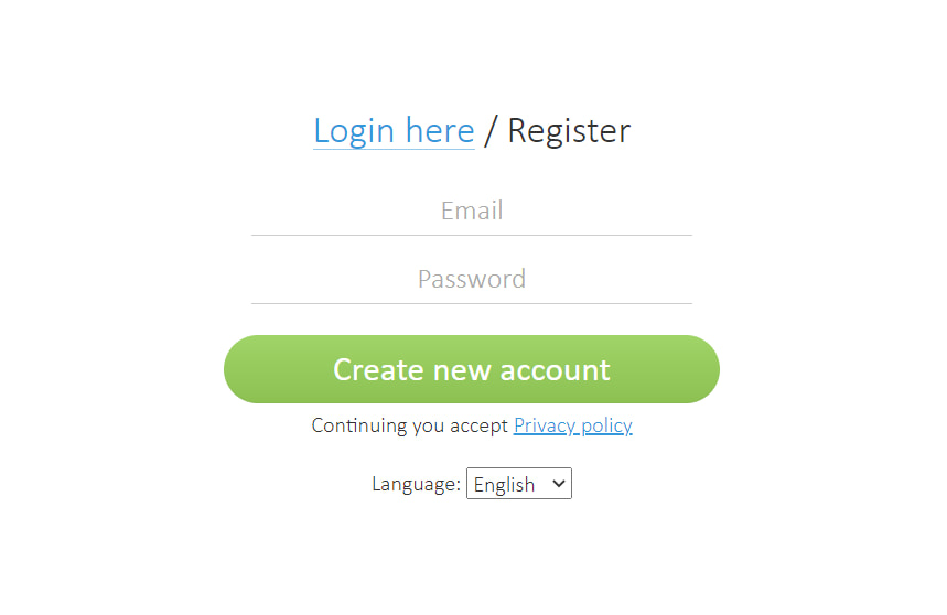 Простая форма для регистрации: email и пароль