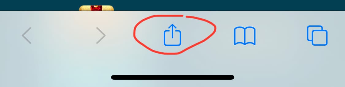 Нажмите на значок Safari, а затем на кнопку со стрелкой внизу экрана.