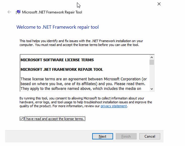 Запустите инструмент восстановления .NET Framework