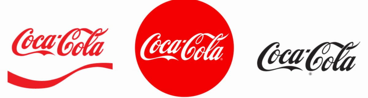 Логотип компании Coca-Cola в разных вариациях