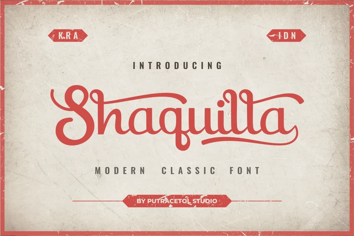 Shaquilla — шрифт в классическом стиле, который используют в логотипах, упаковке продуктов, печатной продукции и др