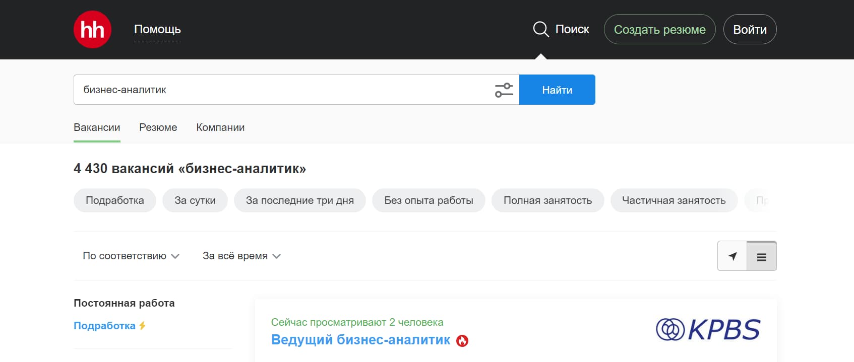 на момент написания статьи на сайте hh.ru размещено 4430 вакансий: