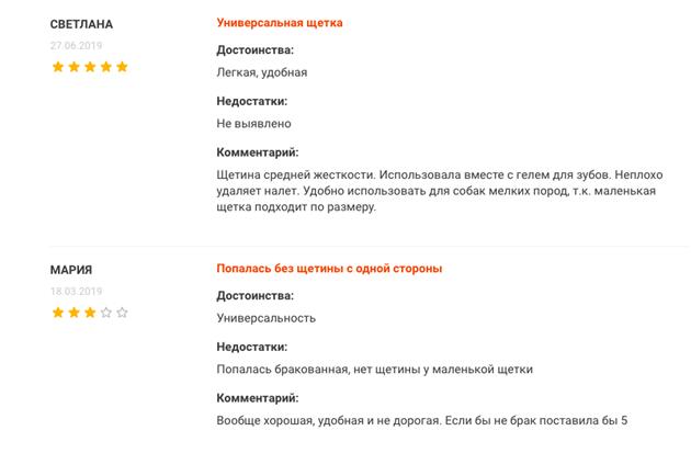 Отзывы - карточка товара