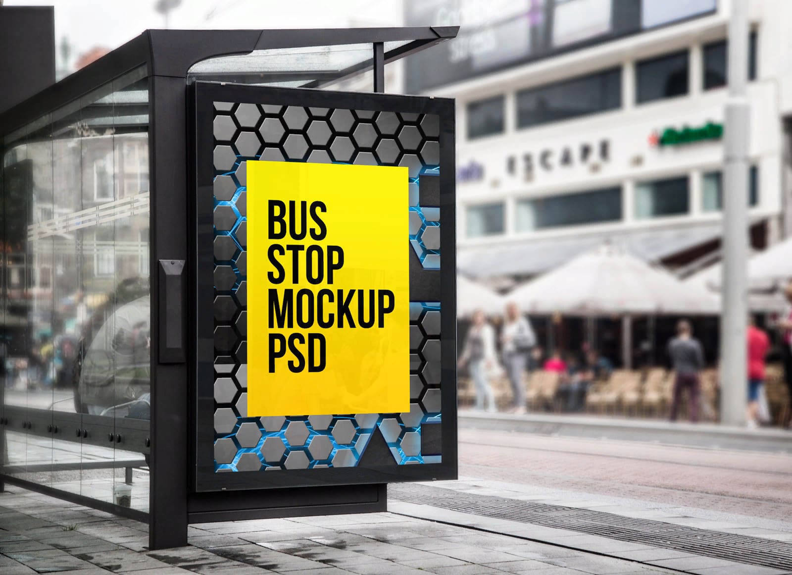 Вариант мокапа в формате уличной рекламы на остановке Good Mockups