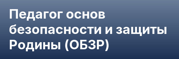 Педагог основ безопасности и защиты Родины (ОБЗР)