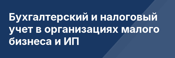 Бухгалтерский и налоговый учет в организациях малого бизнеса и ИП