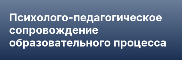 Психолого-педагогическое сопровождение образовательного процесса