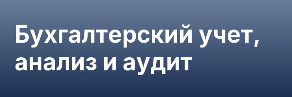 Бухгалтерский учет, анализ и аудит