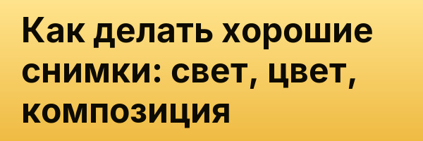 Как делать хорошие снимки: свет, цвет, композиция
