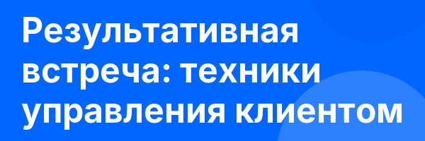 Результативная встреча: техники управления клиентом