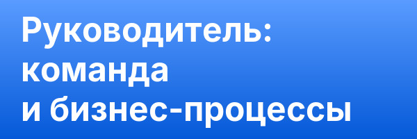 Руководитель: команда и бизнес-процессы