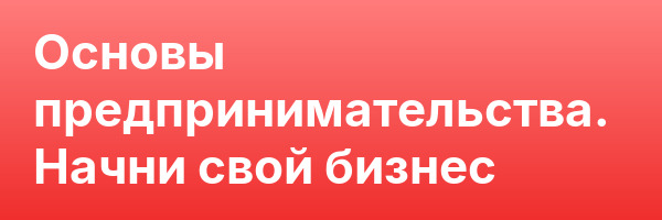 Основы предпринимательства. Начни свой бизнес