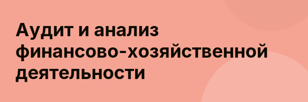 Аудит и анализ финансово-хозяйственной деятельности