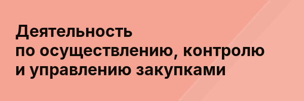 Деятельность по осуществлению, контролю и управлению закупками
