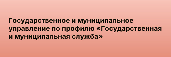 Государственное и муниципальное управление по профилю «Государственная и муниципальная служба»