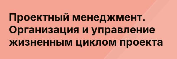 Проектный менеджмент. Организация и управление жизненным циклом проекта