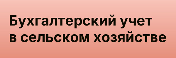 Бухгалтерский учет в сельском хозяйстве