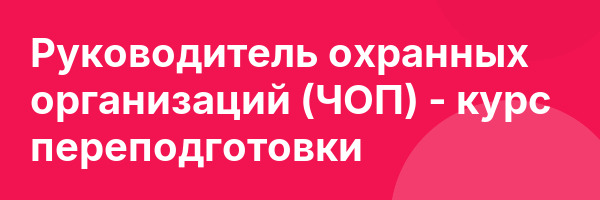 Руководитель охранных организаций (ЧОП) — курс переподготовки