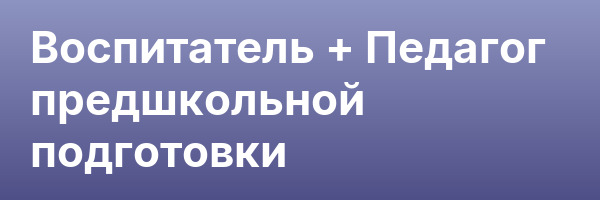 Воспитатель + Педагог предшкольной подготовки