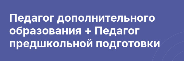 Педагог дополнительного образования + Педагог предшкольной подготовки