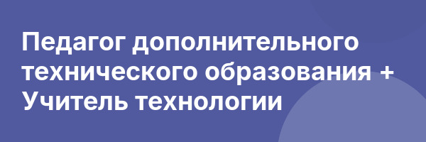 Педагог дополнительного технического образования + Учитель технологии
