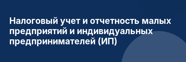 Налоговый учет и отчетность малых предприятий и индивидуальных предпринимателей (ИП)