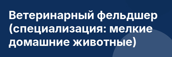 Ветеринарный фельдшер (специализация: мелкие домашние животные)