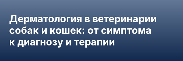 Дерматология в ветеринарии собак и кошек: от симптома к диагнозу и терапии