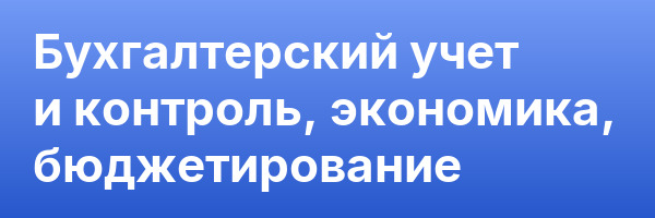 Бухгалтерский учет и контроль, экономика, бюджетирование