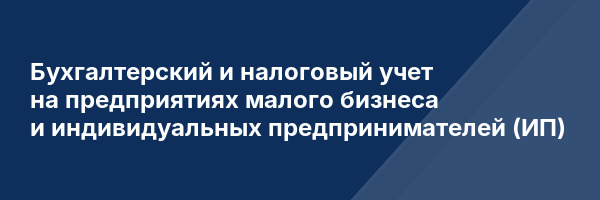 Бухгалтерский и налоговый учет на предприятиях малого бизнеса и индивидуальных предпринимателей (ИП)