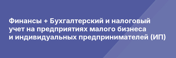 Финансы + Бухгалтерский и налоговый учет на предприятиях малого бизнеса и индивидуальных предпринимателей (ИП)