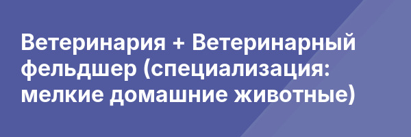 Ветеринария + Ветеринарный фельдшер (специализация: мелкие домашние животные)