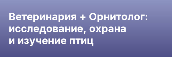 Ветеринария + Орнитолог: исследование, охрана и изучение птиц