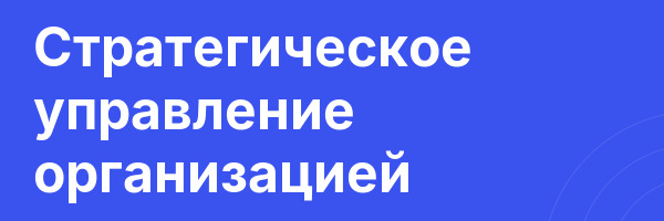 Стратегическое управление организацией