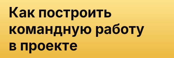 Как построить командную работу в проекте